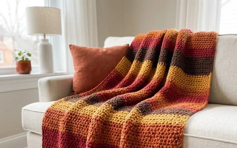 Falling Leaves Throw Blanket - Amanda Crochets